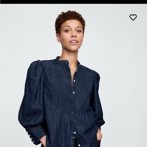 GAP Tops - GAP Dark Blue Puff Sleeve Blouse
